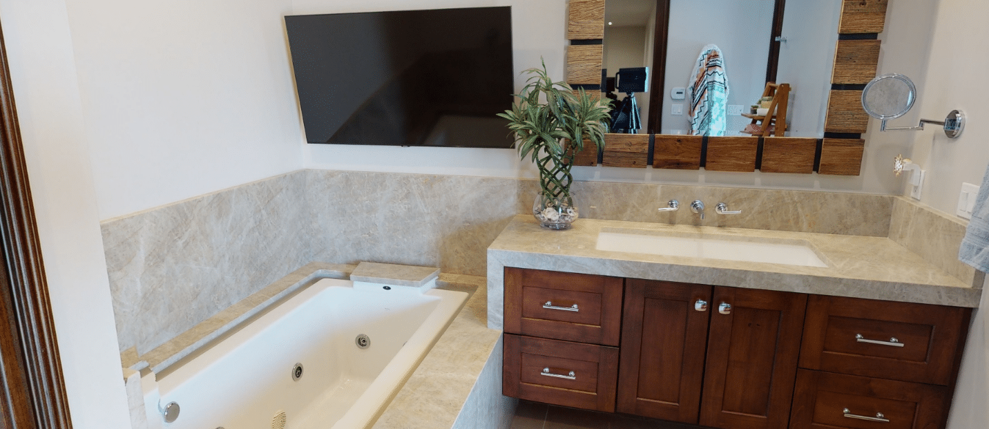 Custom Cabinets Bathroom or workout room soak tub